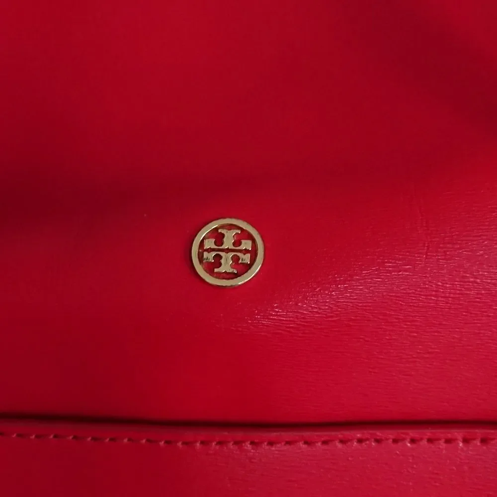 Tory Burch Parker Tote Top Zip Handbag Satchel Red Ginger